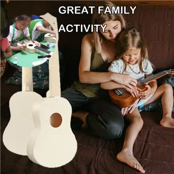 

Beginner Handmade Ukulele DIY With Painting Kit Wooden Guitar Handwork Music Hands-on Learning Musical Instrument For Kids Gift