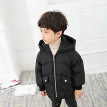 Зимнее теплое Модное детское пальто для маленьких девочек и мальчиков зимняя одежда с капюшоном хлопковые яркие пуховики с карманами на молнии