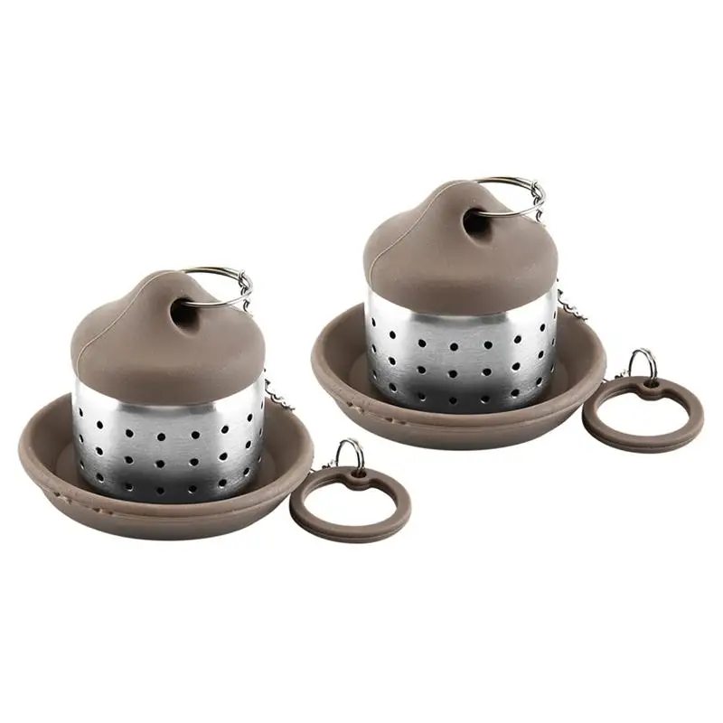 Stainless Steel Tea Filter Strainer with Lid Tray//Tea Filter Infuser Steeper//Teapot Shape