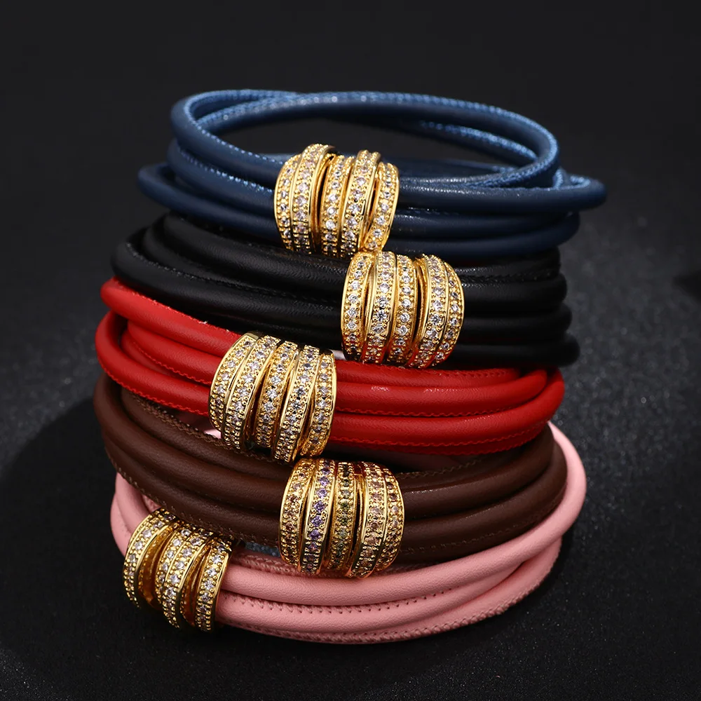 2019 Hot Style Lady Copper Zirconium Bracelet Street Clap Multilayer ...