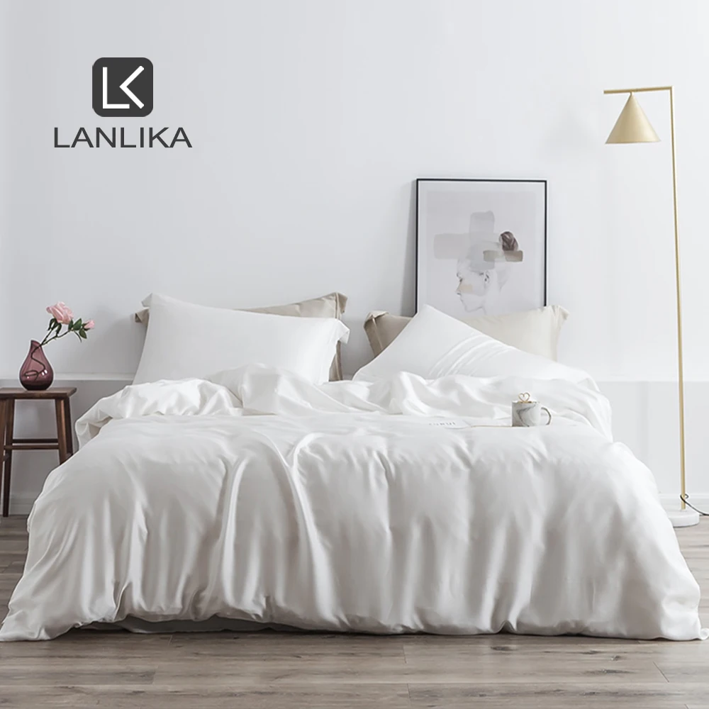 Комплект постельного белья Lanlika благородный белый 100% шелк постельное белье из 25