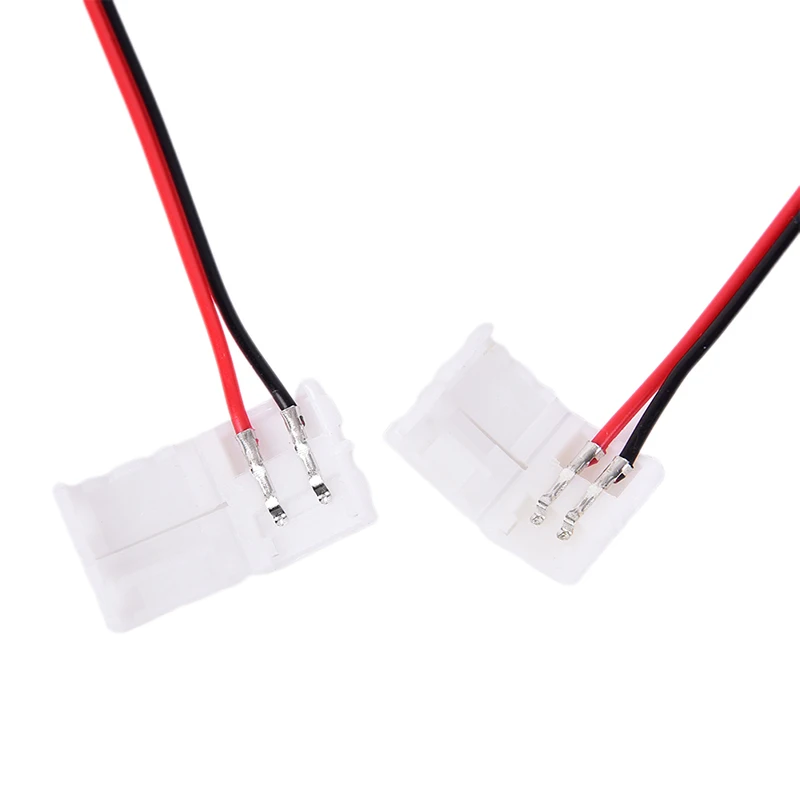 10pcs 8/10mm PCB Cable 2Pin LED Strip Connectors Nylon 3528/5050 Single Color Adapter 16cm