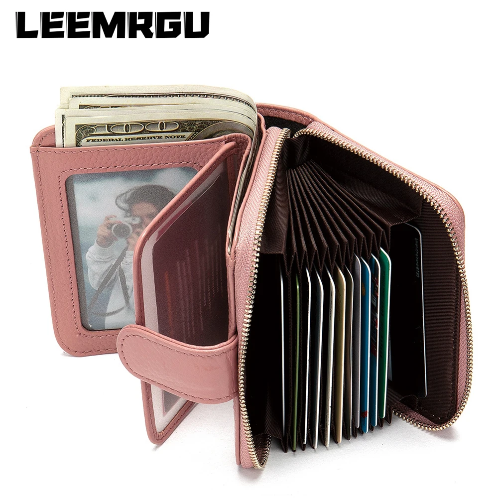 

Women Fashion Leather Wallet Short Two-fold Multi-card Ms Wallet Multi-Function Handle Card ID Pocket Bank Identity Card Package