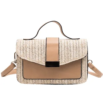 

FGGS-New Women'S Straw Beach Bag Rattan Messenger Bag Envelope Shoulder Bag Fashion Women'S Messenger Bag