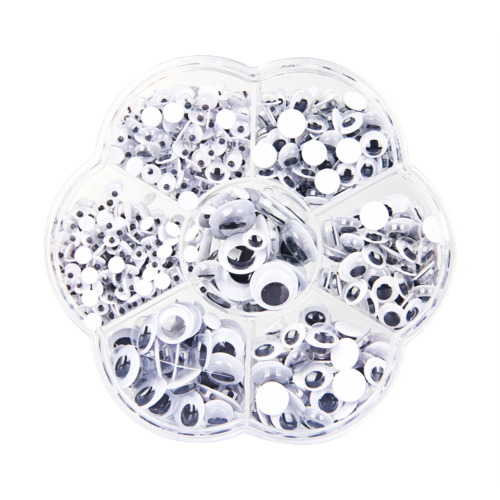 700 Pcs/lot Eye Activities Moving Eyeball Plastic Eyes Scrapbook with Adhesive Sticker for Children Doll Toy Handmade DIY