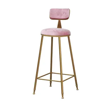 

Nordic Bar Chair Stool Ins Simple Net Red Light Luxury Restaurant Milk Tea Front Desk Chair Gold Back High Foot Stool