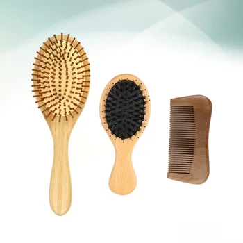 

1 Set Massage Comb Set Anti-static Hair Massage Comb Kit Bamboo Sacs Comb Peach Wooden Flat Comb Kit Bristle Hairstyling Tool Ki