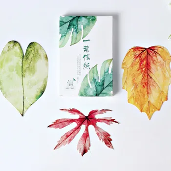 

30 Sheets/Set Leaves Shape Postcard Leaf Greeting Card Stationary Birthday Letter Envelope Gift Card Message Note Letter Card