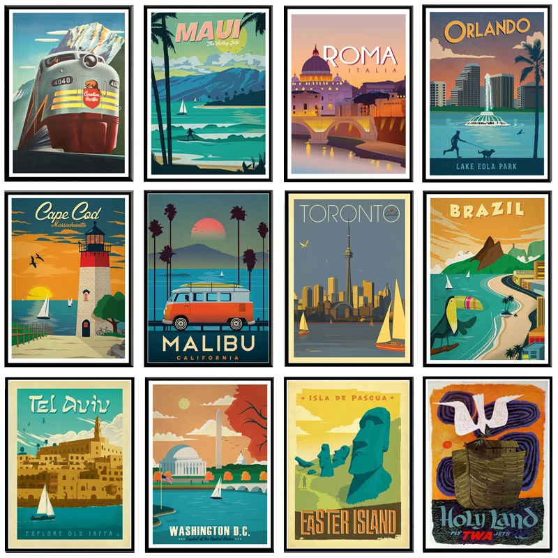 5D DIY MAUI Netherlands Roma Orlando Malibu Diamond Painting Vintage Europe America Cities Landscape Cross Stitch Home Decor | Дом и сад