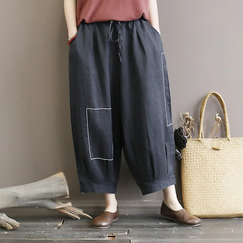 Good Deal Pants Lantern Loose Summer Line Women's Lace Art Thin Embroidery Ramie Large-Size Original WDgMaBJZV