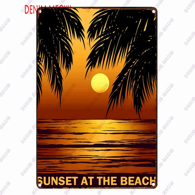 Beach Metal Sign Tin Vintage Summer Beach Plates Relax Metal Wall Sign Pool Tiki Bar Pub Seaside Ocean Happy Place Decoor WY161 19