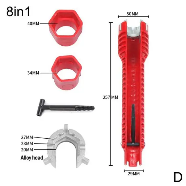 8 In 1 Multi Key Flume Magic Wrench Sink Plumbing Tools Magic Wrench 8 in 1 Multifunctional English Key Plumbing Wrench Tool D