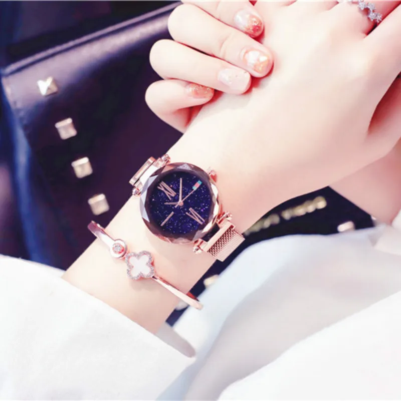 Часы наручные женские с магнитной застежкой роскошные модные повседневные