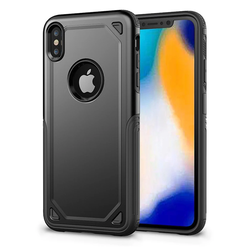 Для iPhone xs max xr xs x 8 7 samsung s9 s10 Жесткий пластиковый Чехол, 2 в 1 серия полная защита ТПУ+ PC Броня чехол DHL 100 шт