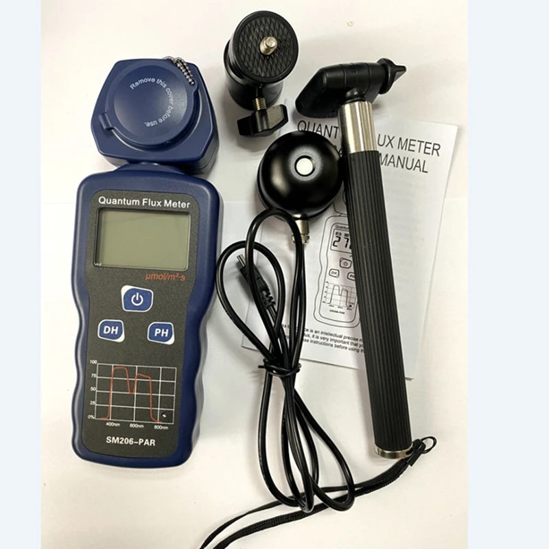 Quantum Flux Meter Digital Photosynthetic Effective Radiation Intensity Tester Wavelength 400-700nm Peak Hold Waterpoorf Probe