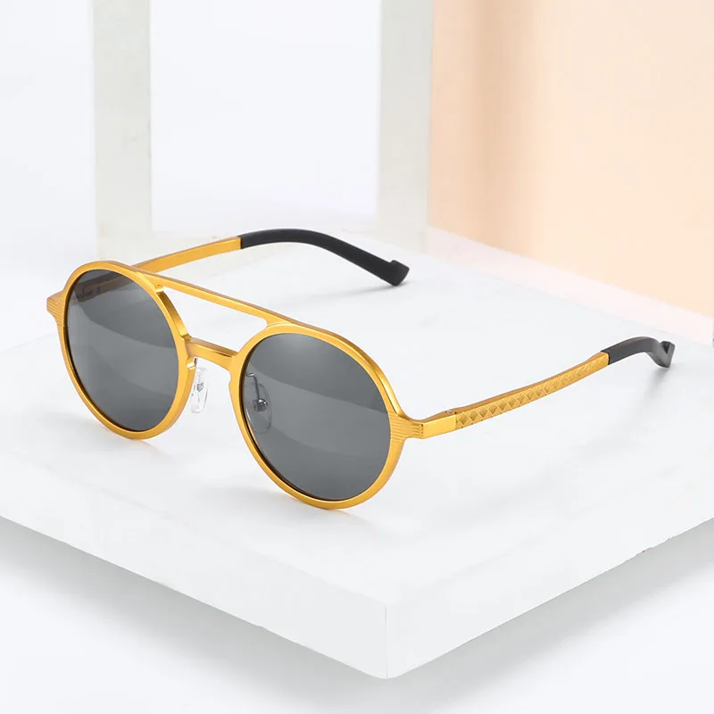

Aluminum-magnesium Alloy Sunglasses Men Classic Retro Round Eyeglasses Driving Double Beam Frame Shades Oculos Shades 8200DF