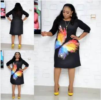 

2019 New Fashion Traditional African Print Design Bazin Half Sleeve Dashiki Dress for Lady Plus Women Clothing Elegant