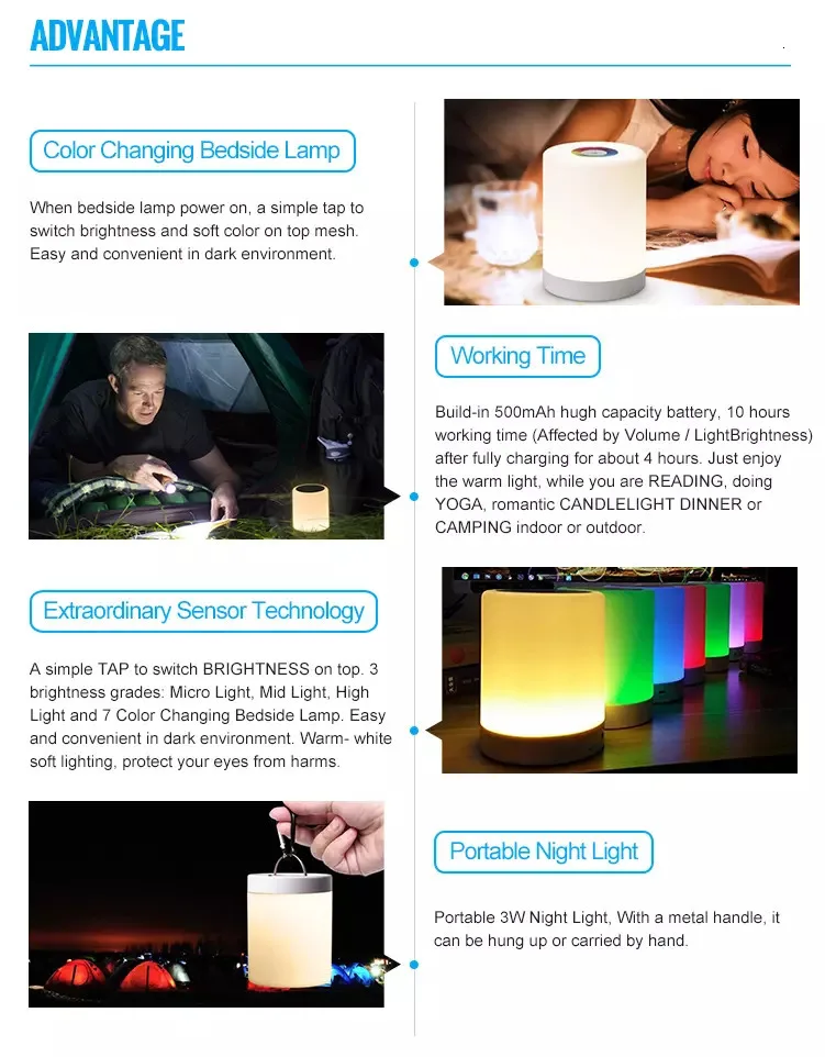 Colorful Led Motion Sensor Night Light Lamp With Handle