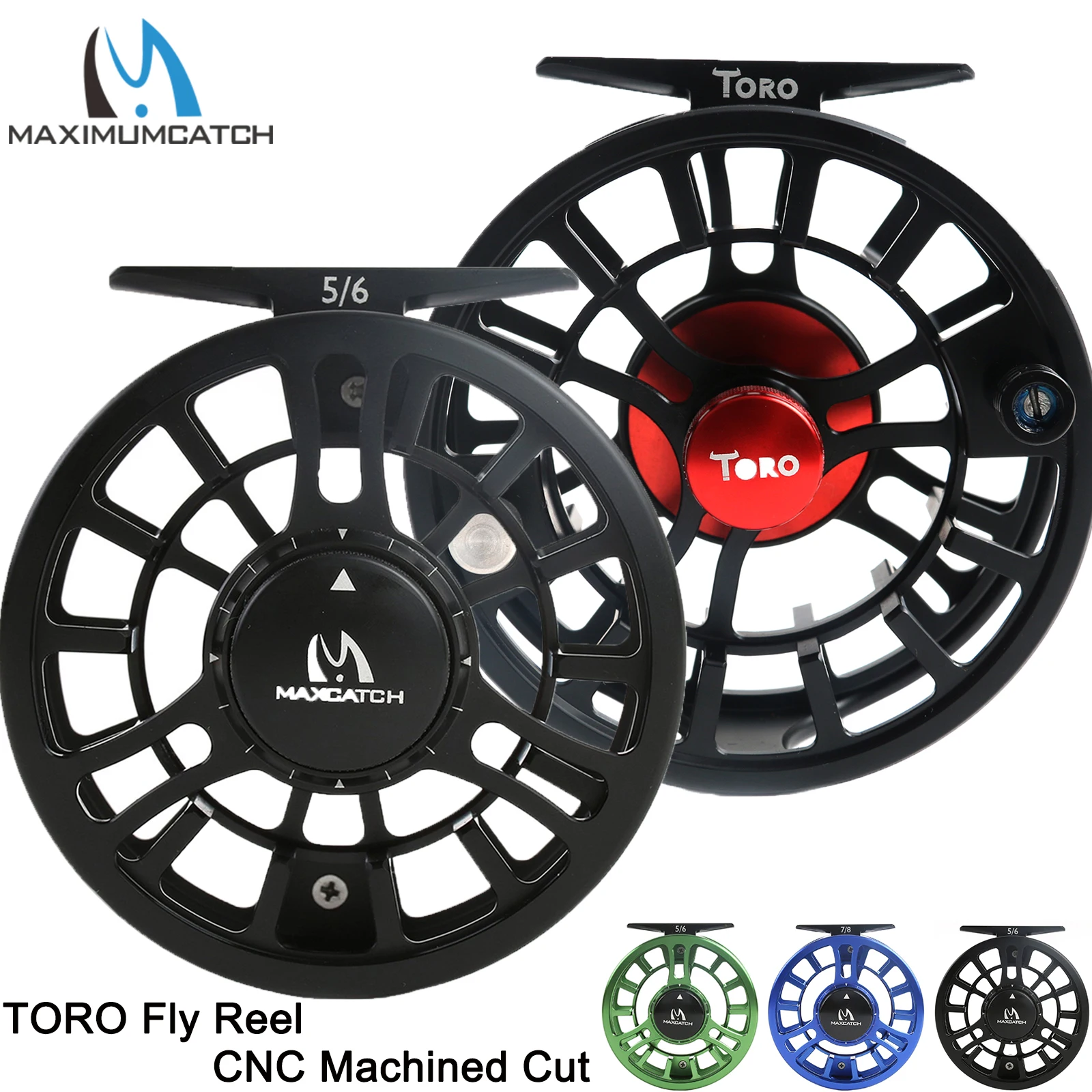 Maximumcatch Terbang Reel Mesin Aluminium Mikro Menyesuaikan Drag Besar  Arbor Fly Fishing Reel 3/4/5/6 /7/8WT