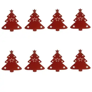 

8pcs Christmas Tree Cutlery Cover Knife And Fork Bags Christmas Tableware Pouch Holder Cutlery Bags For Christmas (Red)