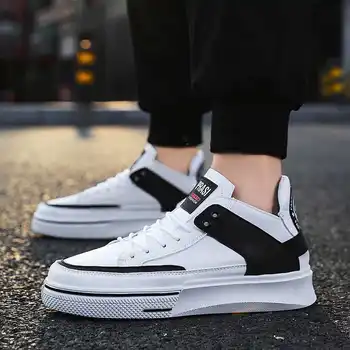 

2020 New Young Men Genuine Leather Casual Shoes Lac-Up Man Fashion Platform Sneaker Student Chaussure De Luxe Comfortable