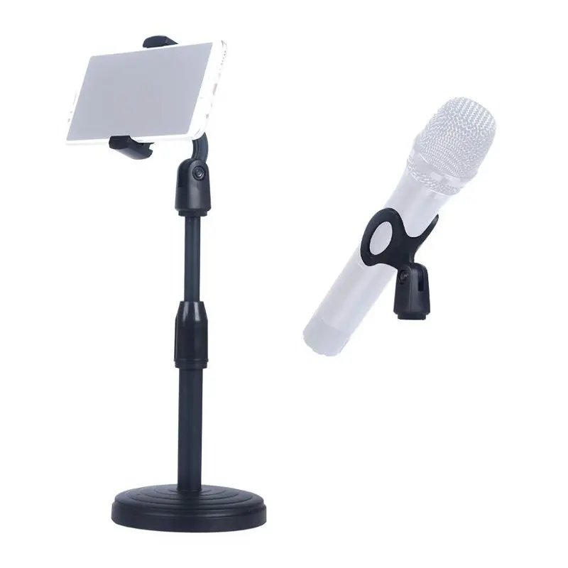 Desktop Microphone Stand with Holder Clipper for Mobile Phone No-slip Heavy Duty Base Adjustable Detachable Mic Cellphone | Электроника