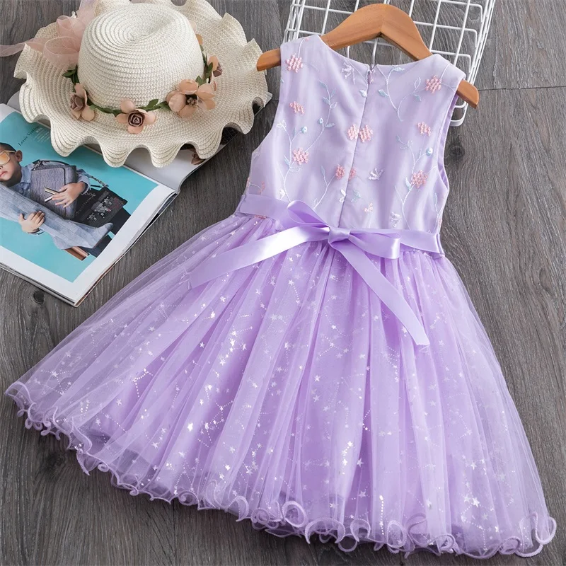 

Baby Girls Summer Dress Flower Princess Dress Star Voile Dress Sleeveless Party Clothes Mesh Tutu Dress for Girl Casual Clothing
