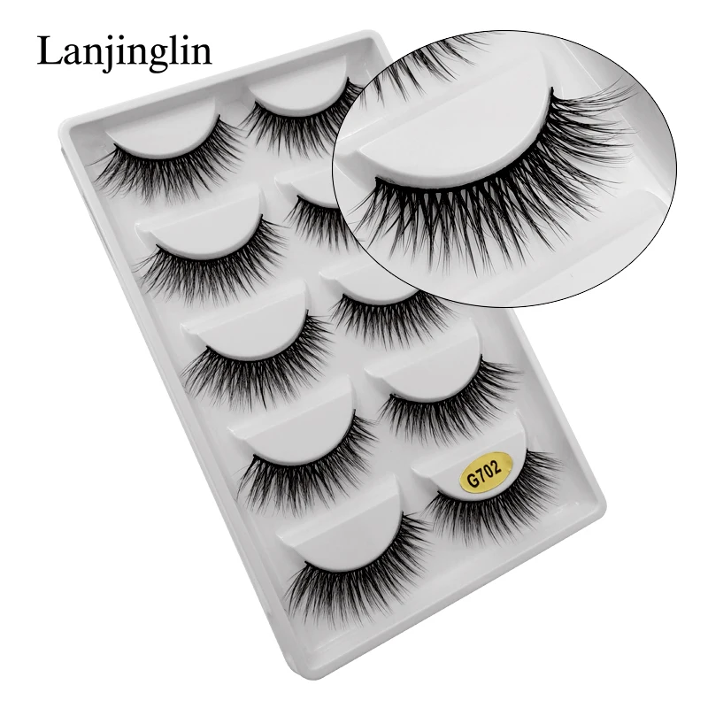 LANJINGLIN 100 пар 3d норковые ресницы накладные макияж натуральные Удлиненные