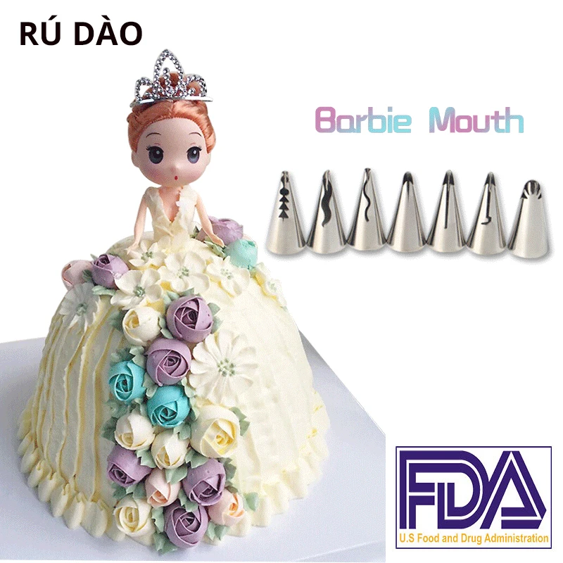 

Icing Nozzles Baking Cake Cookie Tips Cupcake Piping Creative Decorative Creative Cartoon Barbie doll Reusable durable Tool R15