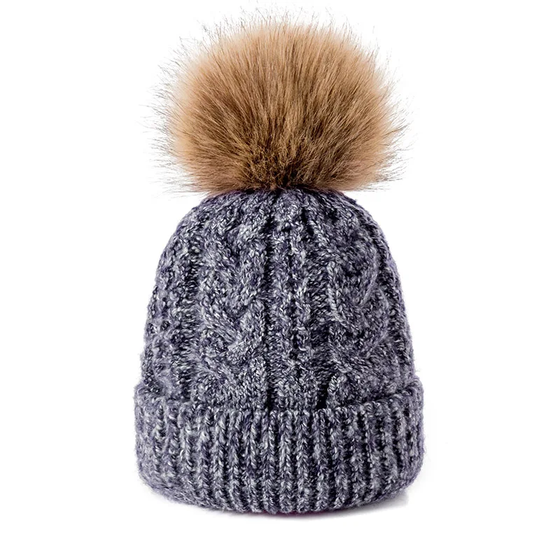 New Women's Hat For Women Winter Warm Knit Solid Color Wool Cap Warm Women's Skullies Beanies Hat Knitted Hats Casual Cap - Цвет: e