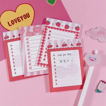 

30Pages/Pack Kawaii Korean INS Lovey Girl Heart Cherry Memo Pad N Times Sticky Notes Portable Notepad School Office Supply