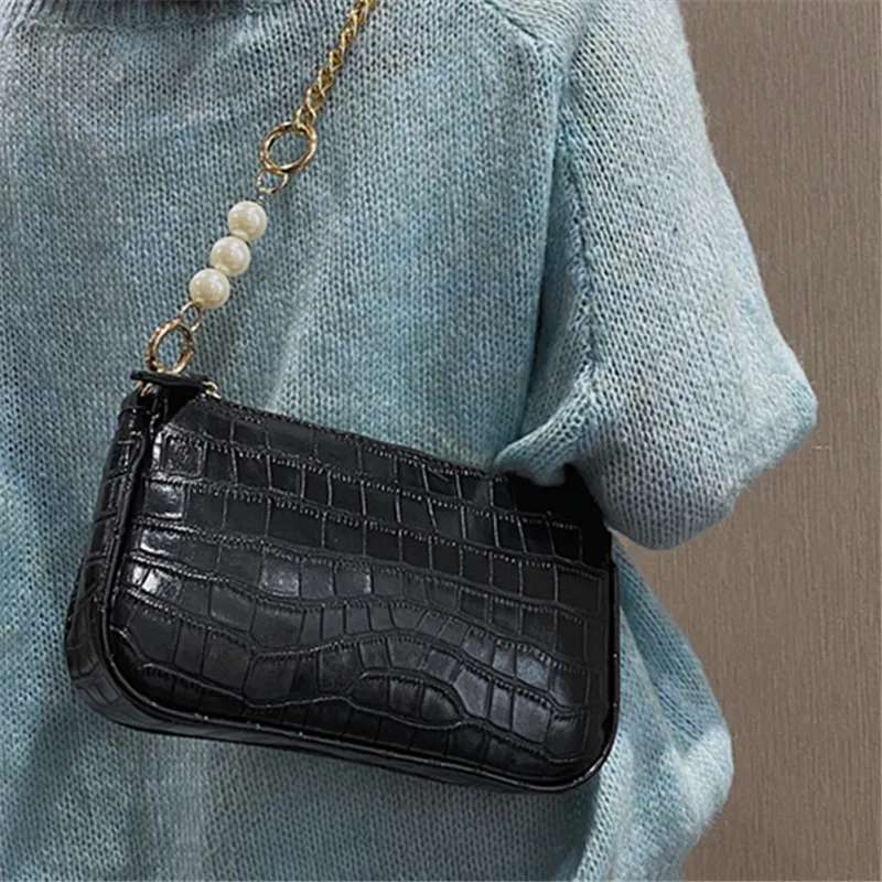 

Crocodile Pattern Shoulder Bags for Womens Luxury Leather Chain Tote Handbag Small Alligator Female Crossbody Messenger Bags Sac