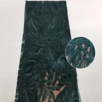 

2020 high quality sequence French Nigerian sequins net lace, African tulle mesh sequence lace fabric for dress 5yards / lot RL12