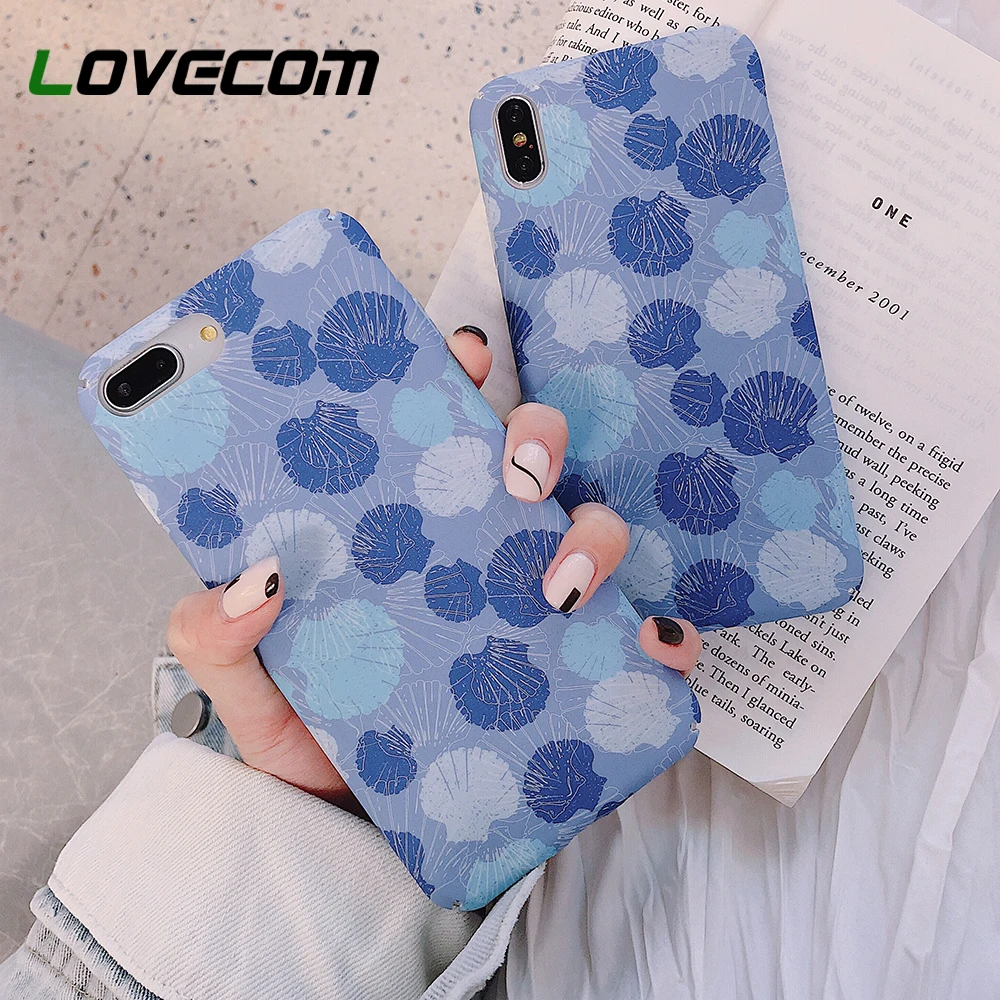 

LOVECOM Phone Case For iPhone XR XS Max 6 6S 7 8 Plus X Cute Watercolor Shell Pattern Matte PC Hard Phone Back Cover Coque Gifts