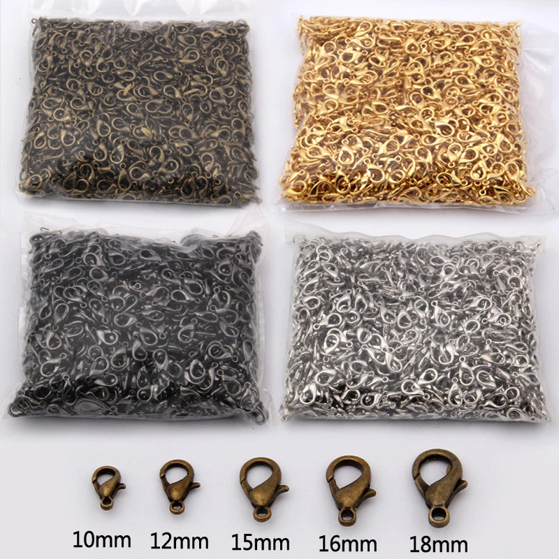 100pcs Lobster Clasps for Bracelets Necklaces DIY Hooks Chain Closure Accessories for Jewelry Making Findings Wholesale