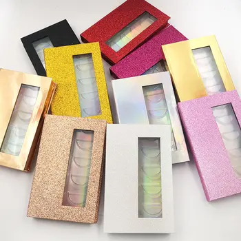 

Empty Eyelash Case Plastic Eyelash Packaging Box With 5 Pairs Clear Tray False Eyelash Storage Box Packing for Women Girls