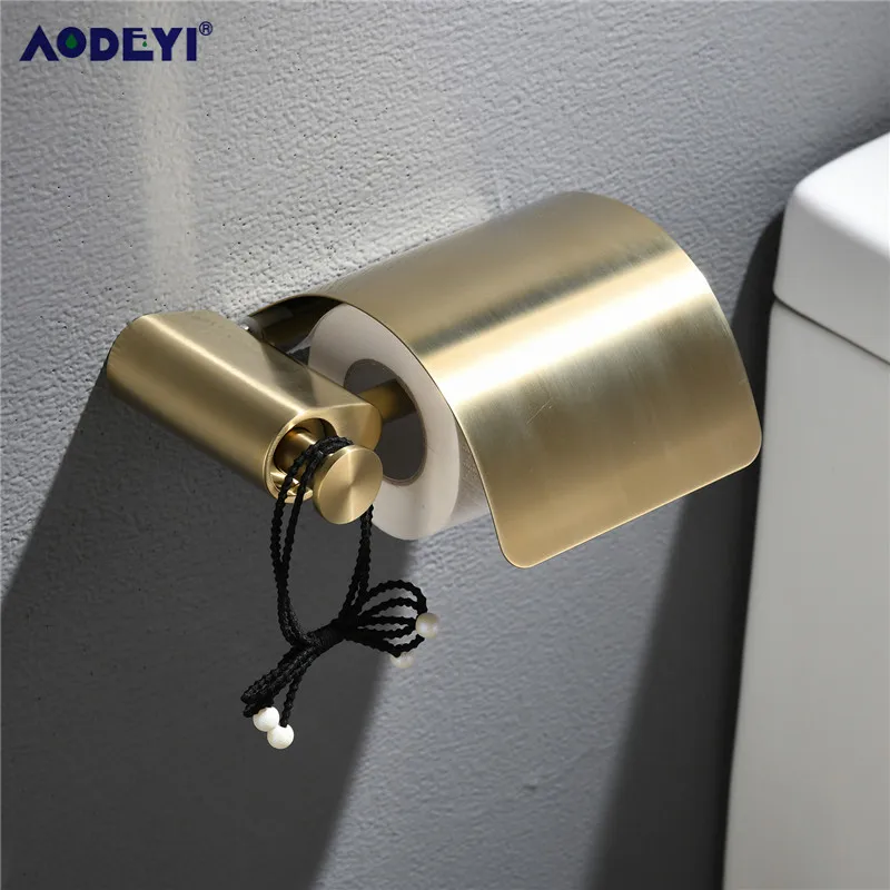 Paper Holder 2 Роскошный набор оборудования для ванной комнаты матовый золотой Латунный Держатель для полотенец стойка Бар Полка держатель бумаги настенное крепление аксессуары для ванной комнаты - Цвет: Paper Holder 2