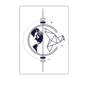 

Temporary Tattoo Sticker Map Bird Circle Symbol Totem Geometric Pattern Waterproof Fake Body Art Tatoo for Kids Man Woman