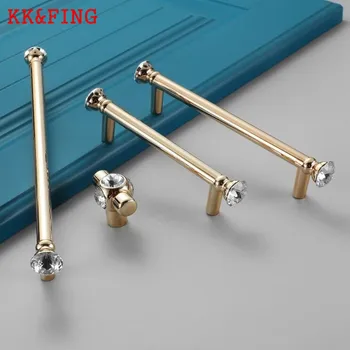 

KK&FING European Gold Luxury Crystal Cabinet Handles Zinc Alloy Drawer Knobs Cupboard Wardrobe Door Pulls Furniture Hardware