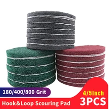 

3PCS 4/5Inch Multi-Purpose Flocking Scouring Pad Round 180-800Grit Industrial Heavy Duty Nylon Cloth for Polishing