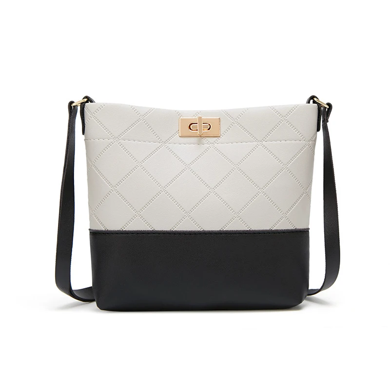 

New Style Single Shoulder Diagonal Lock Buckle Female Bag Rhombic Fabric Fashion Mobile Wallet Ladies