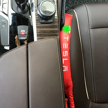 

2PCS Car Styling Seat Gap Filler Organizer Leak Proof Pad PU Leather Fit for tesla Car Accessories Sticker for Tesla MODEL 3 X S