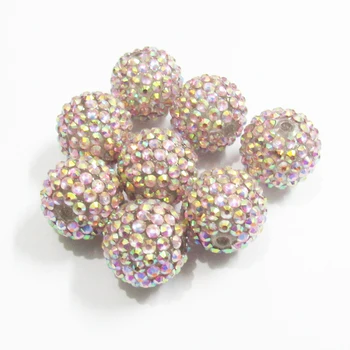 

20mm 100pcs/lot #32 Pink AB Resin Rhinestone Ball Beads,Chunky Beads For Kids Jewelry Making