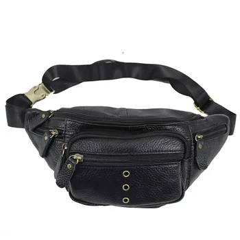 

Men Leather Messenger Shoulder Sling Chest Hip Bum Belt Fanny Pack Waist Bag Casual Travel Hiking Climbing Riding