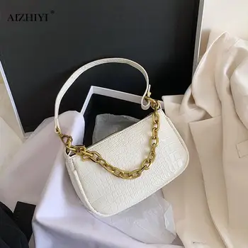 

Vintage Alligator Baguette Shape Bag Luxury Leather Handbag 2020 New Fashion Shoulder Bag Womens Messenger Crossbody Bags