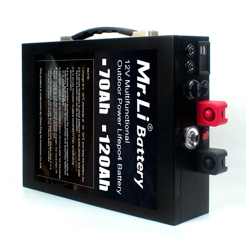 Mr. Li/Lifepo4 12V 120Ah большой Ёмкость Перезаряжаемые литий-железо-фосфатных аккумуляторов и Батарея упакован в металлический чехол для приготовления пищи на воздухе Питание