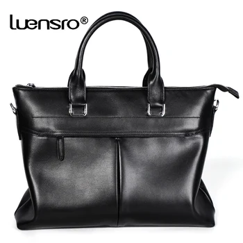 

High quality Genuine Leather Laptop Briefcase Men Bag Soft Cowhide Leather Shoulder Bags Business Office Bag For Men Handbag