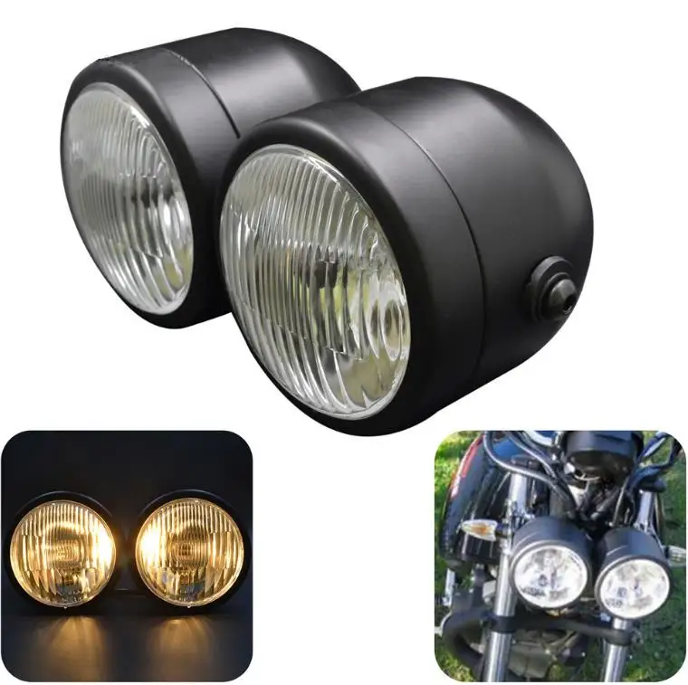 Фара для мотоцикла 4 &quotStreetfigher Twin Round Double Dominator головная лампа V Max Vmax Vmx 1200 Cafe Racer Chrome|