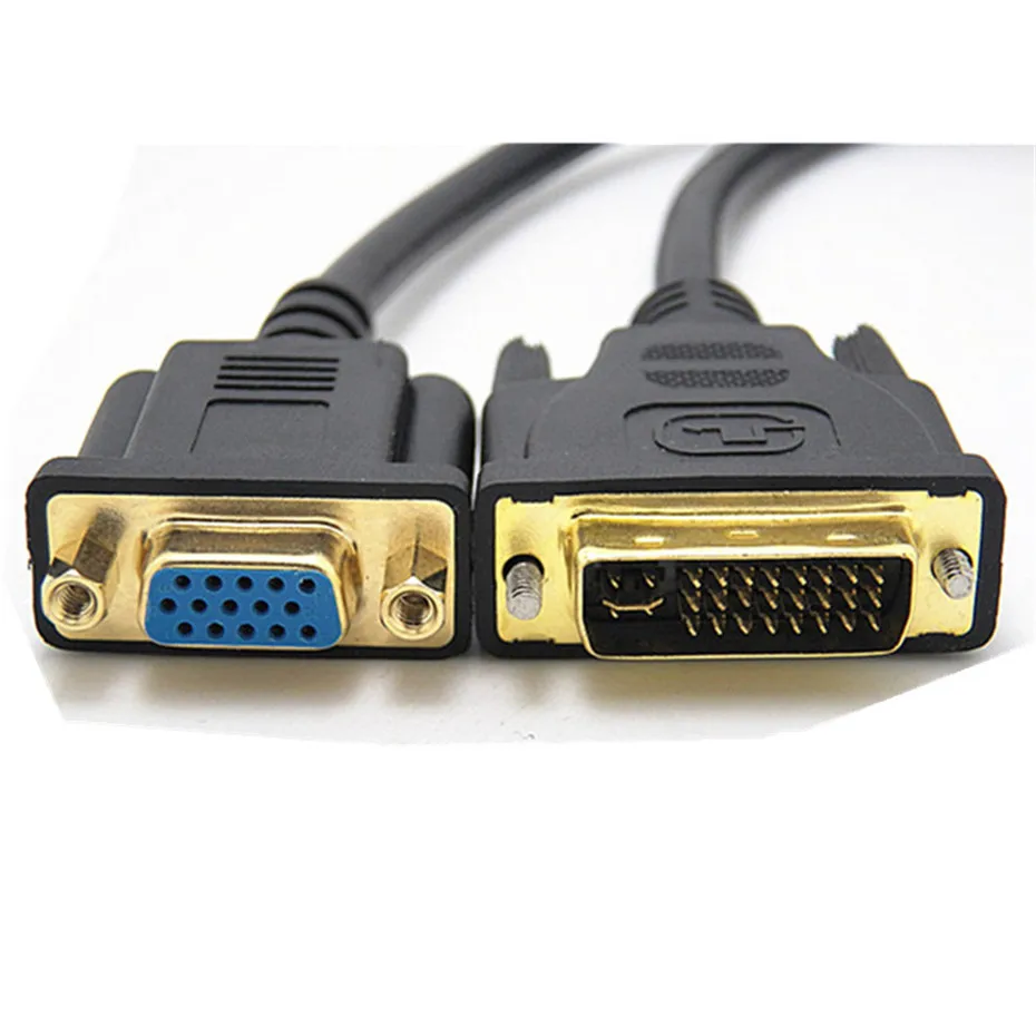 С DVI на VGA кабель DVI I 24+ 5 Male to VGA HD 15Pin Male/Female адаптер видео кабель Поддержка 1080P Full HD от ноутбука, ПК Хост