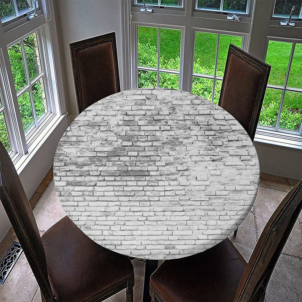 Waterproof Table Cover Fitted Tablecloth Round 55' Moisture-proof Reusable
